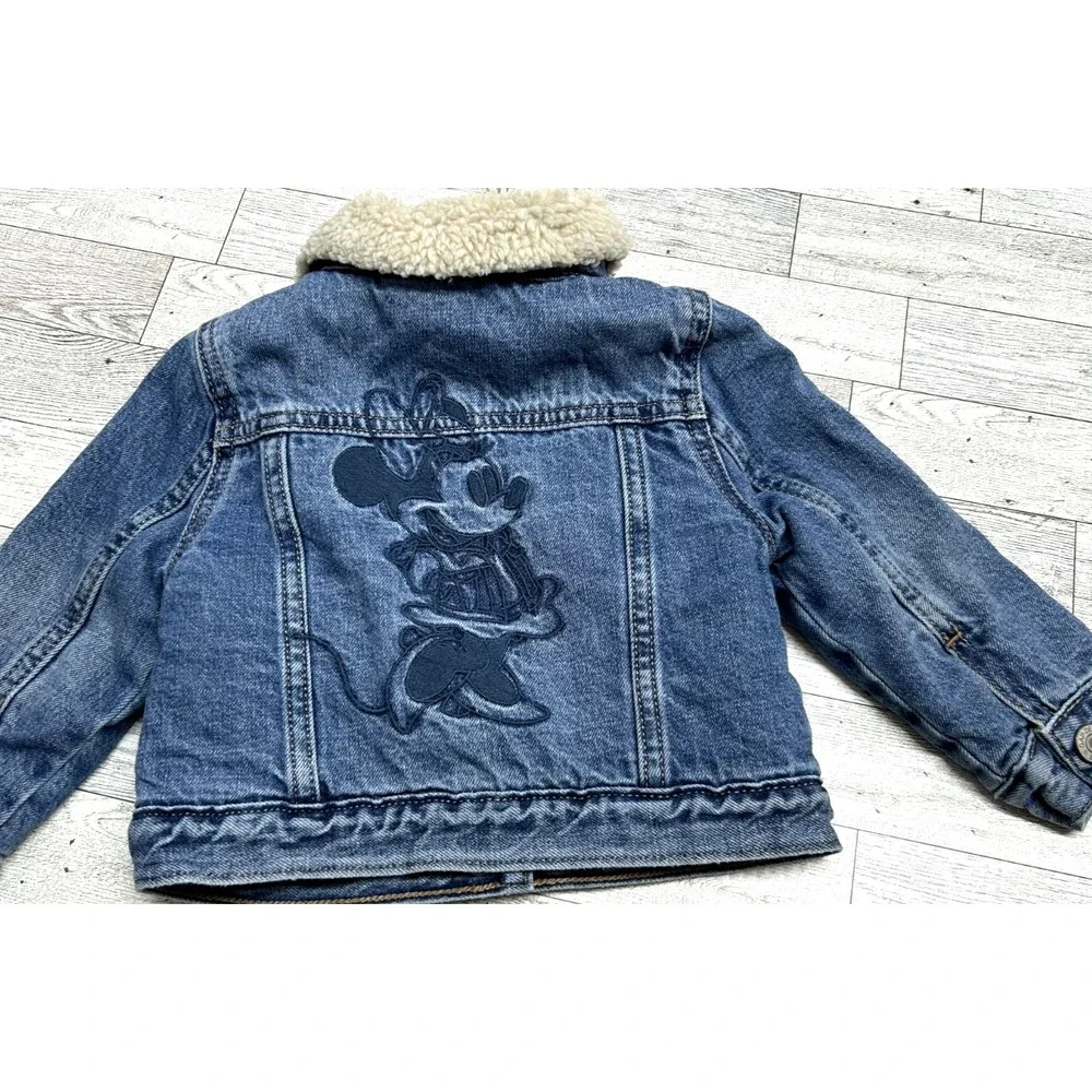 Baby Gap‎ x Disney Toddler Girls Denim Jacket 18-24 Months Minnie Mouse Sherpa